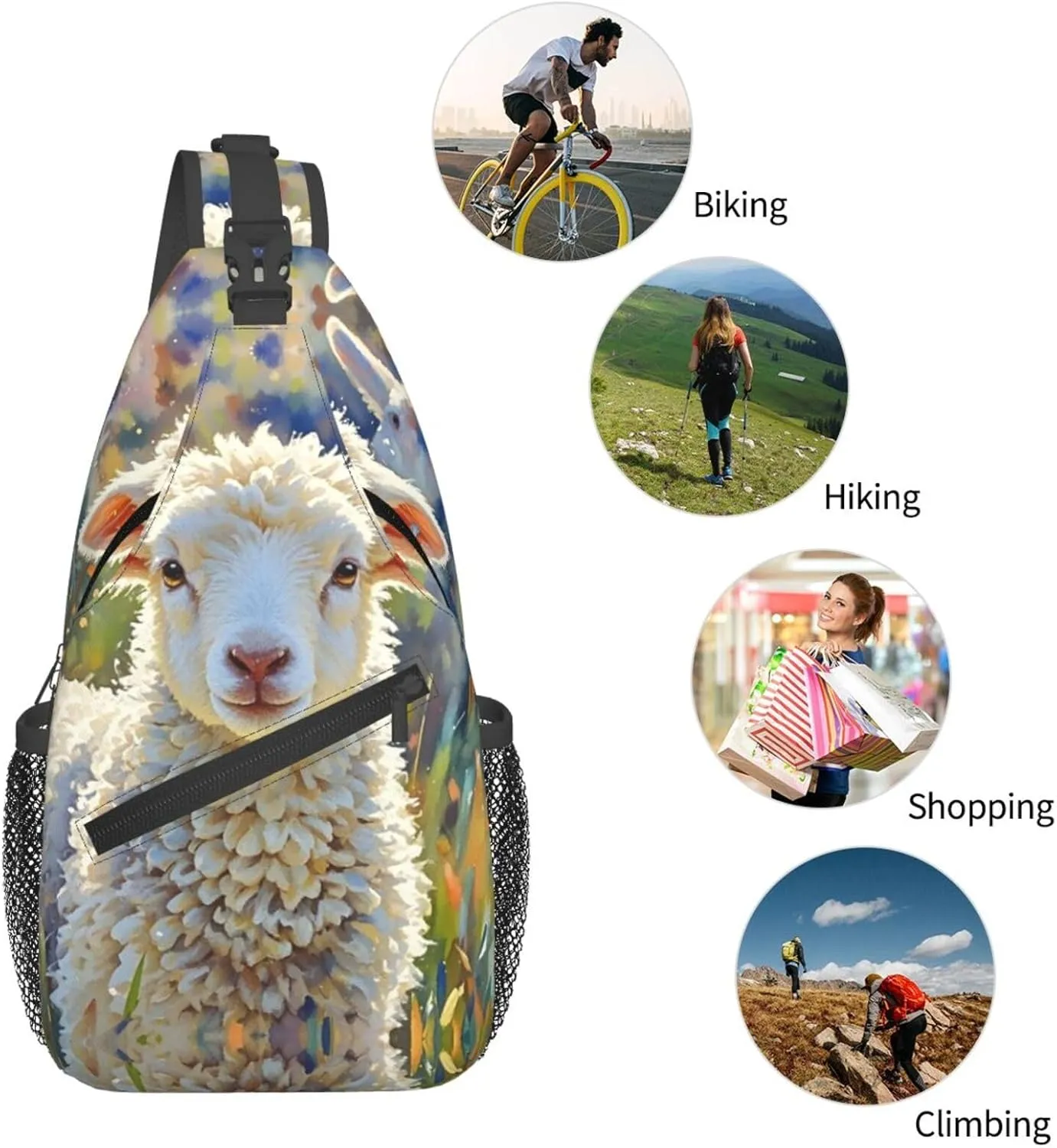Cross Chest Bag Sling Backpack Cute Sea Animal Manatee Sling Bag Crossbody Shoulder Bag Travel Hiking Daypack