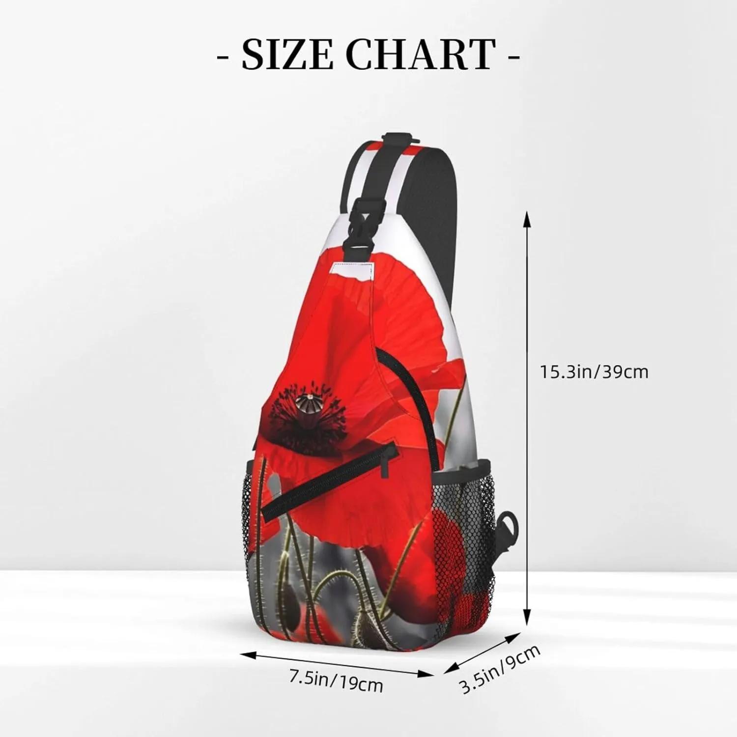 Cross Chest Bag Sling Backpack Red Poppy Flower Sling Bag Crossbody Shoulder Bag Travel Hiking Daypack