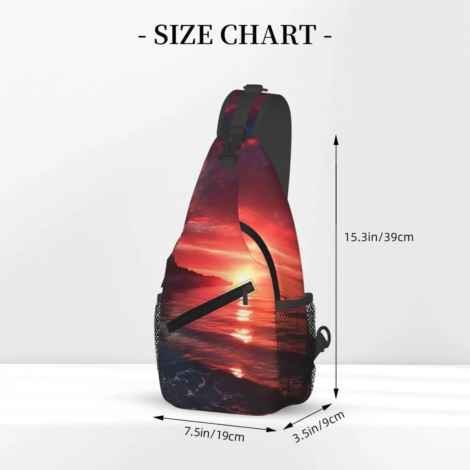 Cross Chest Bag Sling Backpack Turquoise Colored Flowers Sling Bag Crossbody Shoulder Bag Travel Hiking Daypack