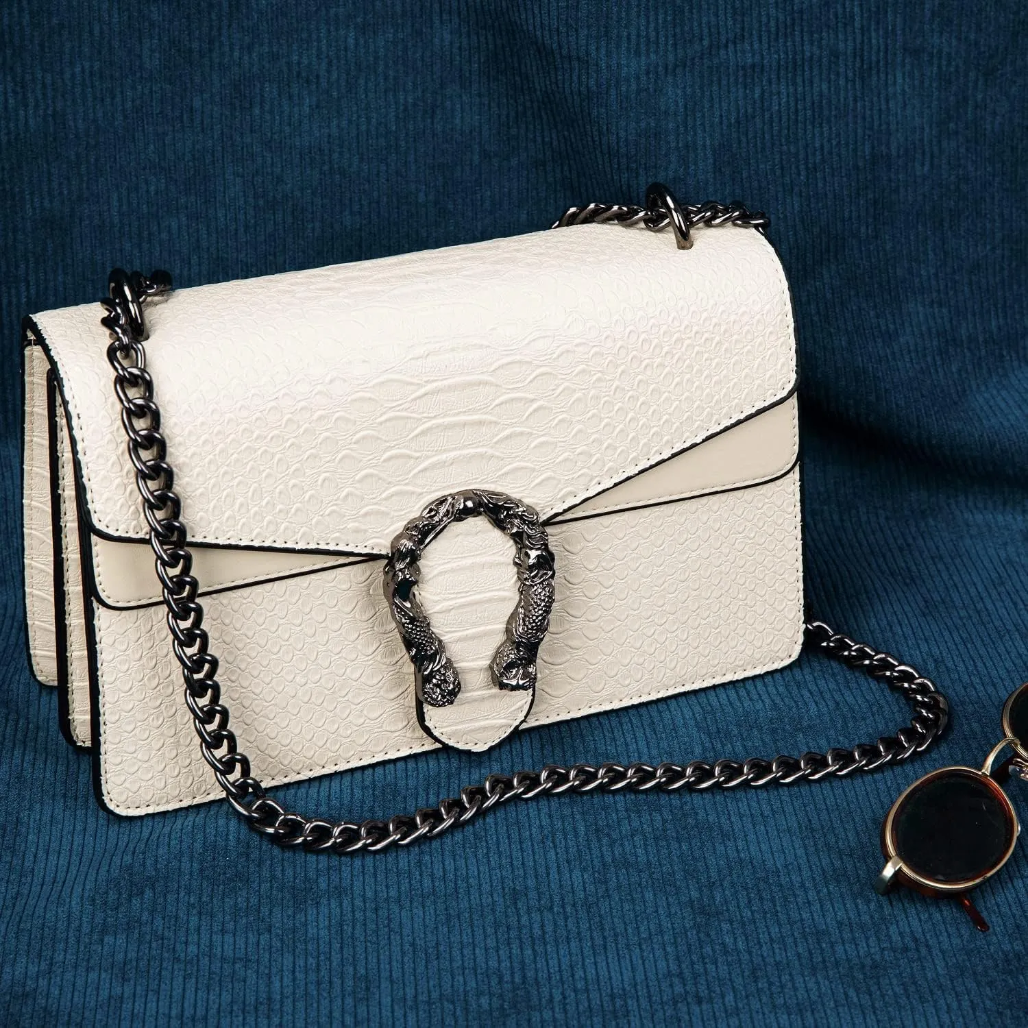 Crossbody Bag and Satchel Purse for Women Fashion Snake Print Chain Purse Luxury Shoulder Tote Bags PU Leather HandBag