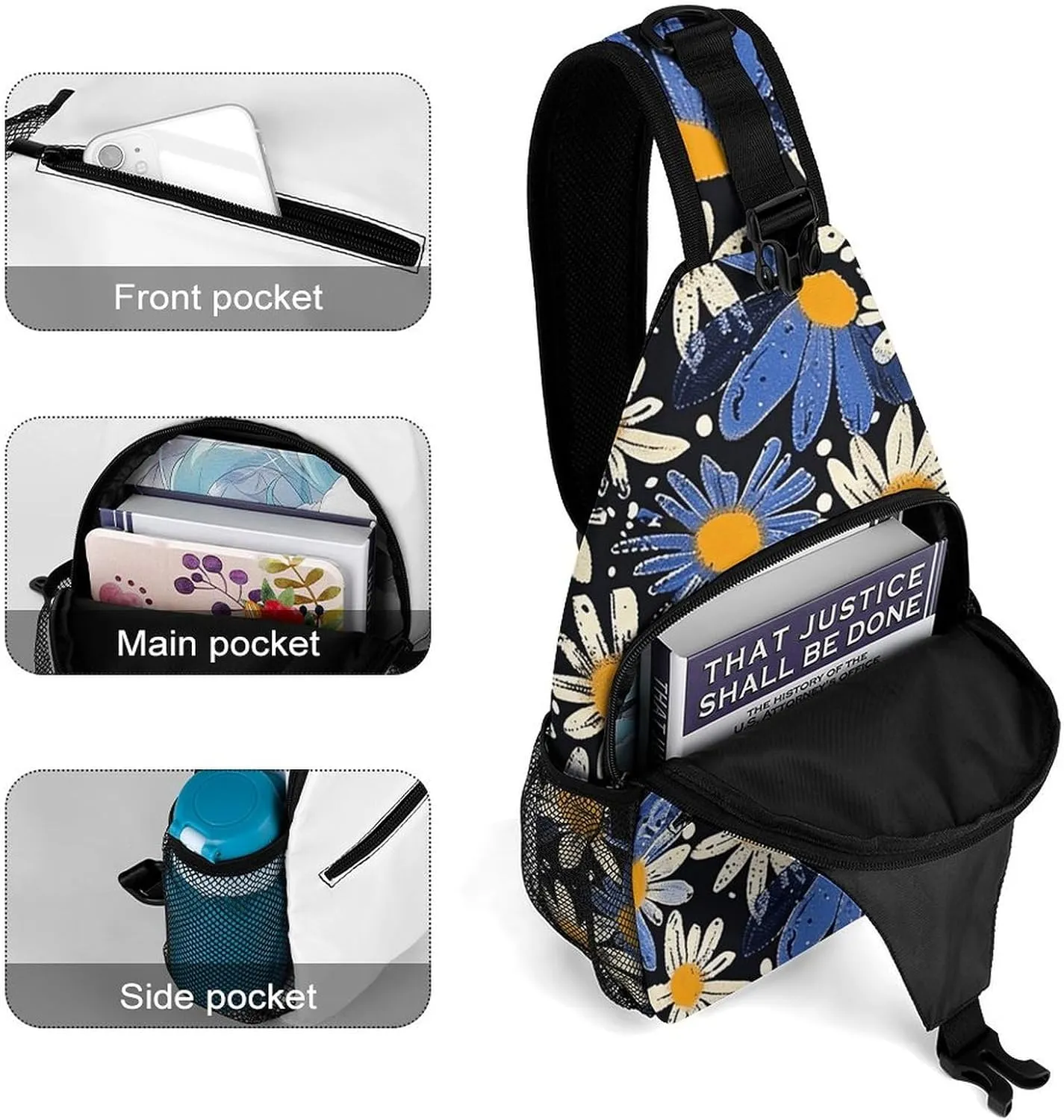 Crossbody Bag for Women Men Chest Bag A Hand Drawn Tiger Sling Bag Crossbody Shoulder Bag Sling Backpack