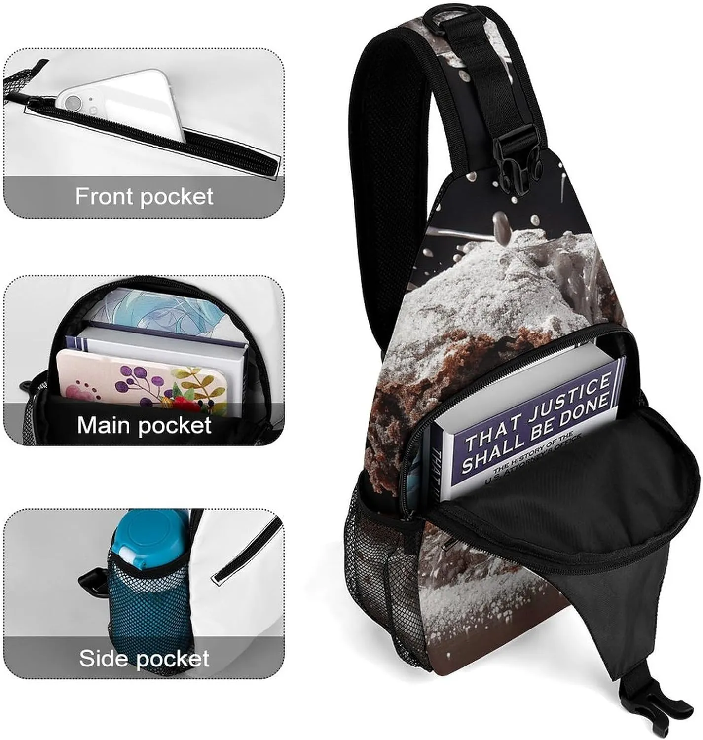 Crossbody Bag for Women Men Chest Bag A Hand Drawn Tiger Sling Bag Crossbody Shoulder Bag Sling Backpack