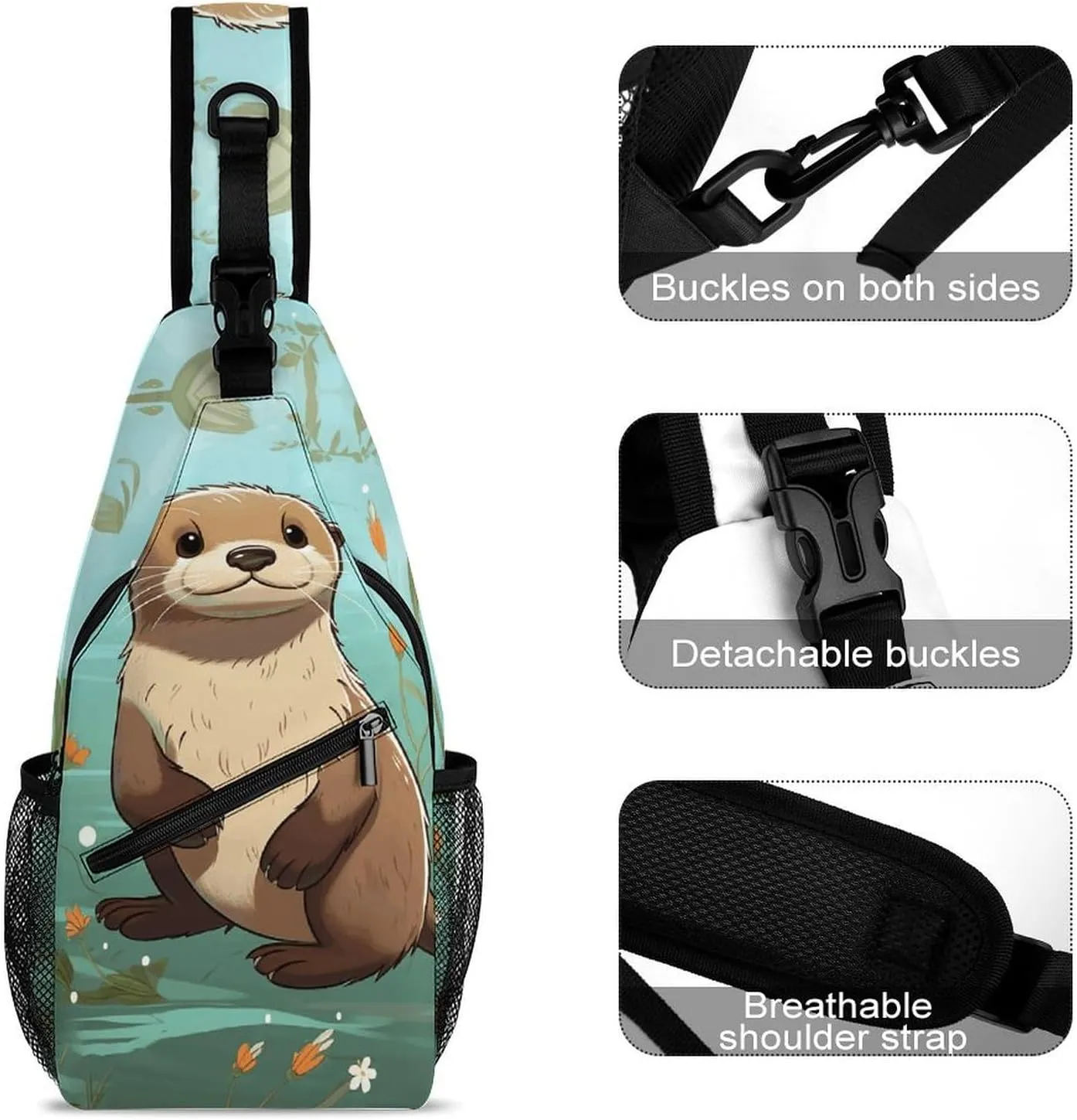 Crossbody Bag for Women Men Chest Bag Cartoon Alpaca Cute Animal Sling Bag Crossbody Shoulder Bag Sling Backpack