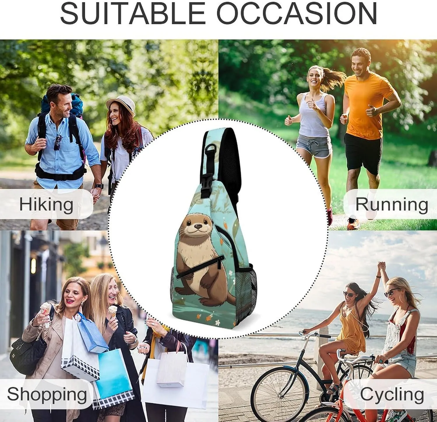 Crossbody Bag for Women Men Chest Bag Cartoon Alpaca Cute Animal Sling Bag Crossbody Shoulder Bag Sling Backpack