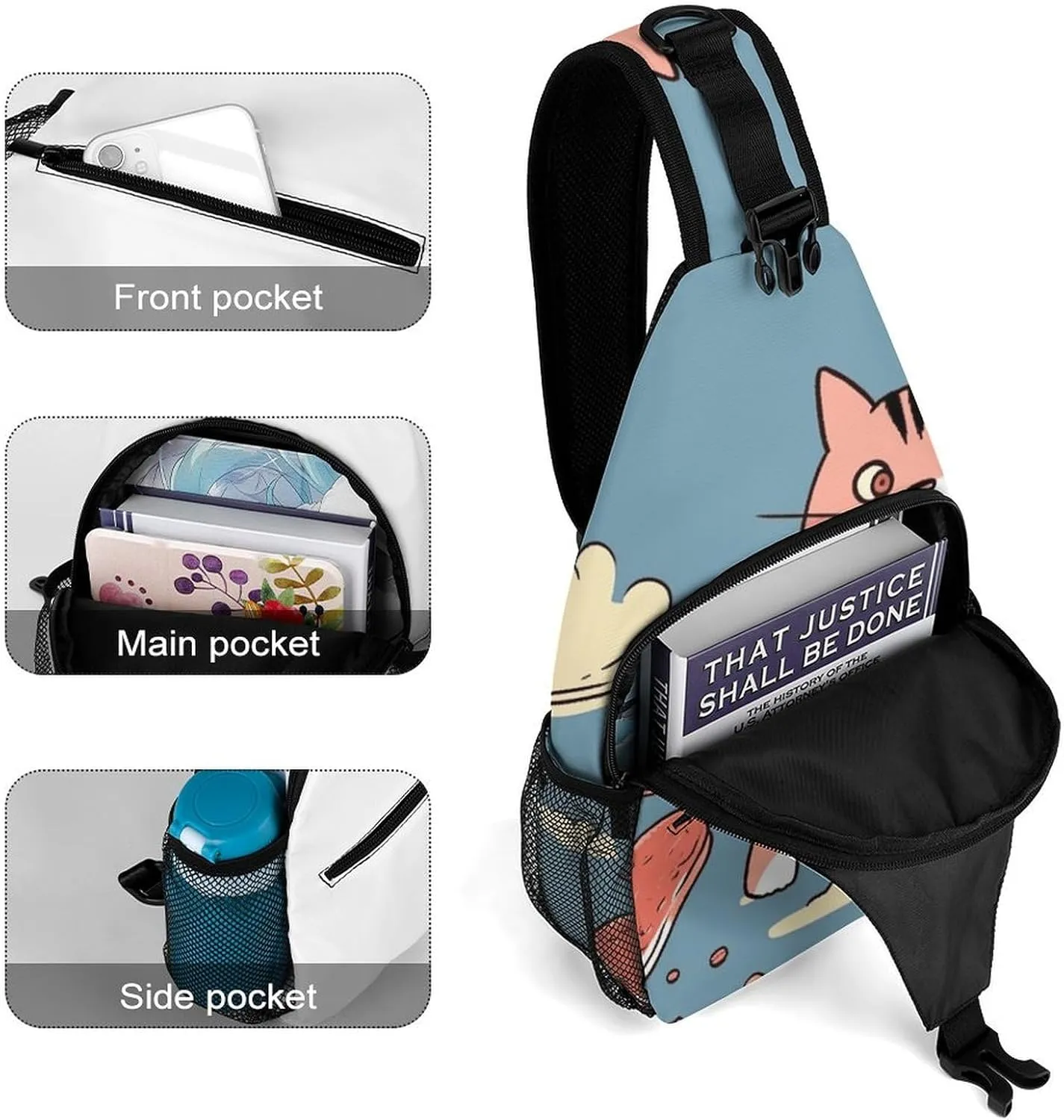 Crossbody Bag for Women Men Chest Bag Cartoon Santa Claus Sling Bag Crossbody Shoulder Bag Sling Backpack