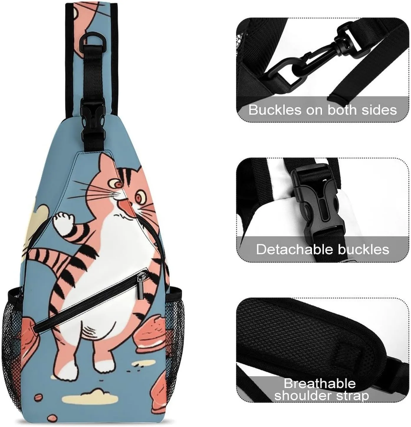 Crossbody Bag for Women Men Chest Bag Cartoon Santa Claus Sling Bag Crossbody Shoulder Bag Sling Backpack