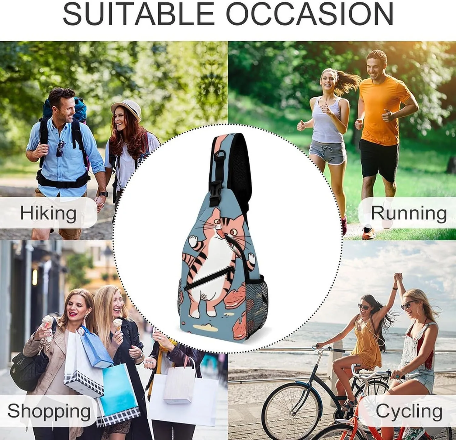 Crossbody Bag for Women Men Chest Bag Cartoon Santa Claus Sling Bag Crossbody Shoulder Bag Sling Backpack