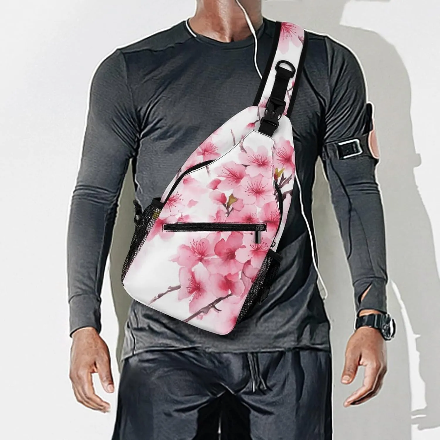 Crossbody Bag for Women Men Chest Bag Cherry Japanese Cherry Blossom Sling Bag Crossbody Shoulder Bag Sling Backpack