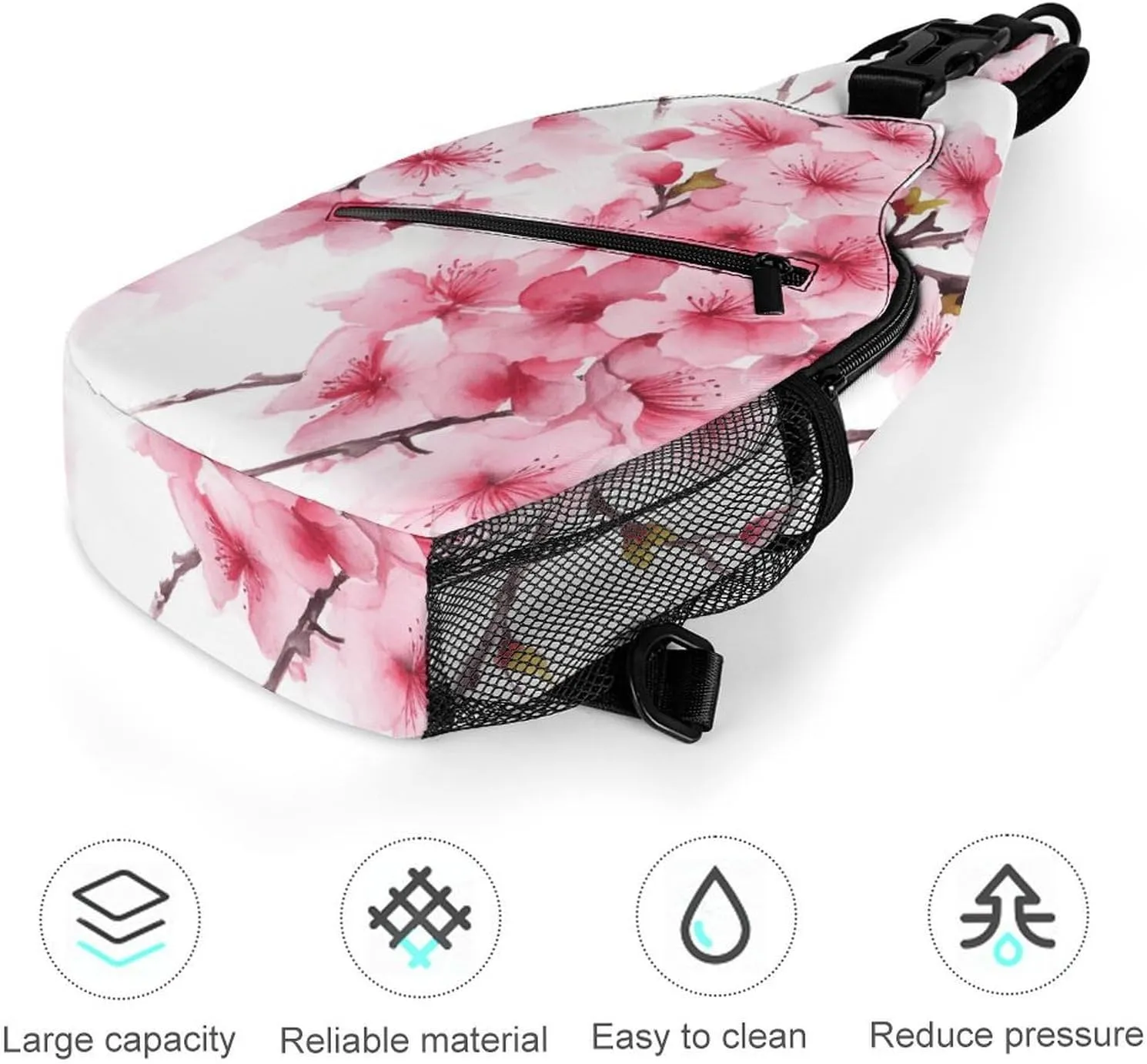 Crossbody Bag for Women Men Chest Bag Cherry Japanese Cherry Blossom Sling Bag Crossbody Shoulder Bag Sling Backpack