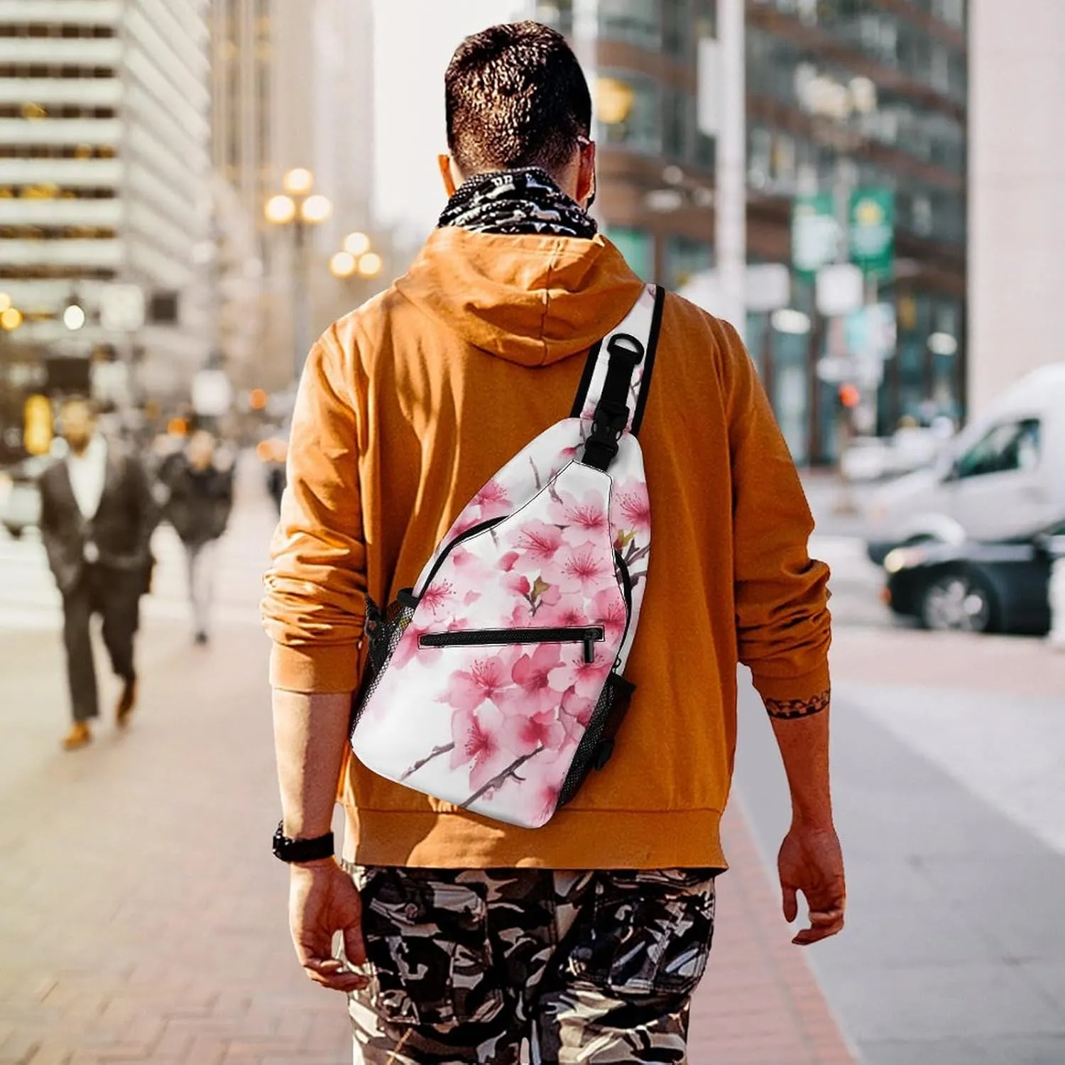 Crossbody Bag for Women Men Chest Bag Cherry Japanese Cherry Blossom Sling Bag Crossbody Shoulder Bag Sling Backpack