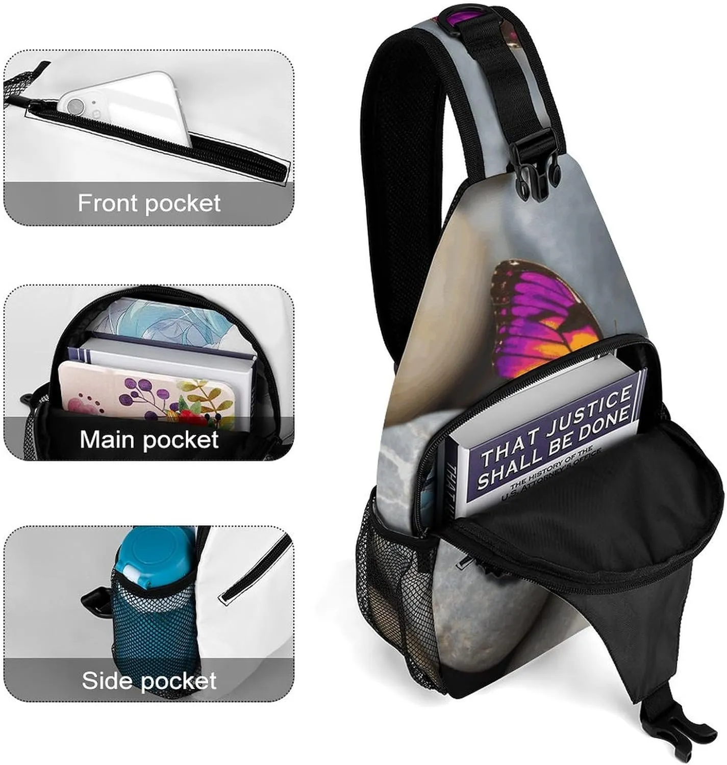 Crossbody Bag for Women Men Chest Bag Colorful Buttons Sling Bag Crossbody Shoulder Bag Sling Backpack