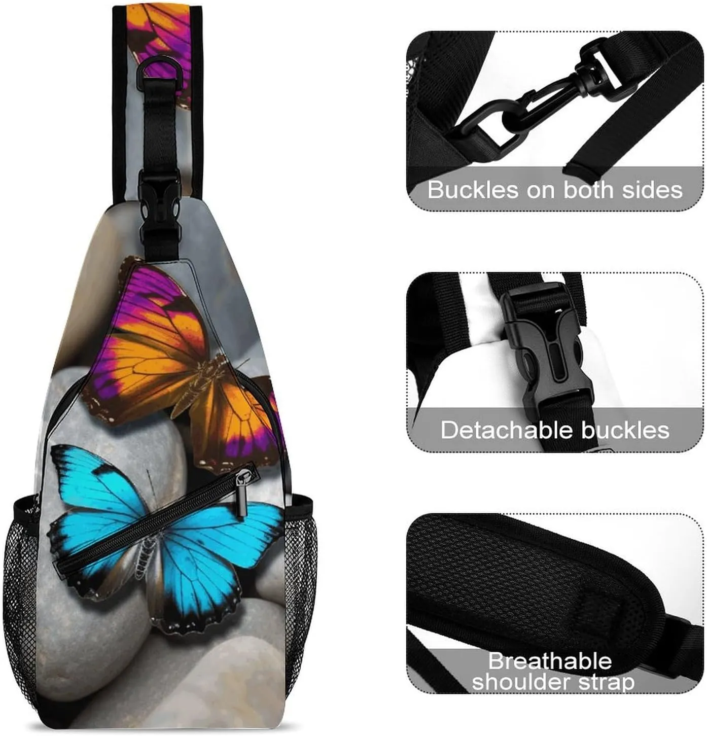 Crossbody Bag for Women Men Chest Bag Colorful Buttons Sling Bag Crossbody Shoulder Bag Sling Backpack