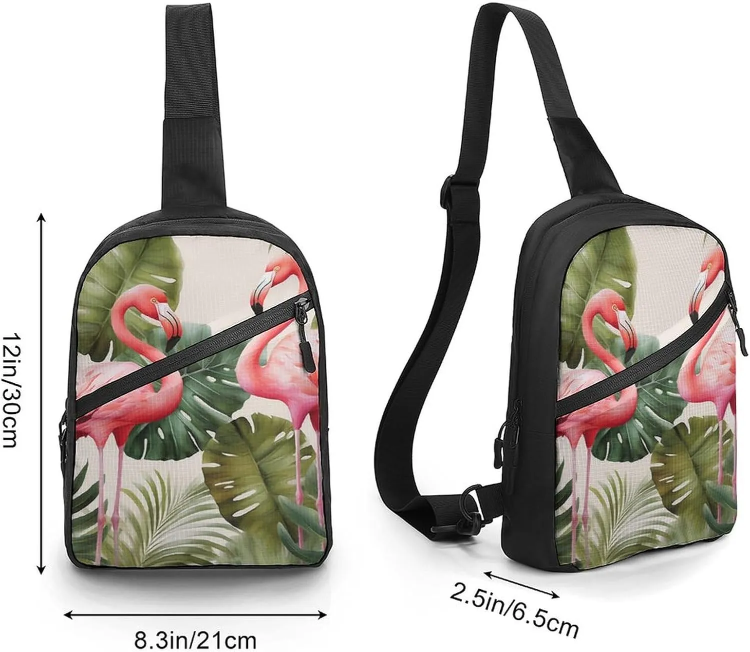 Crossbody Bag for Women Men Chest Bag Flamingo Palm Trees Leaf Sling Bag Crossbody Shoulder Bag Sling Backpack