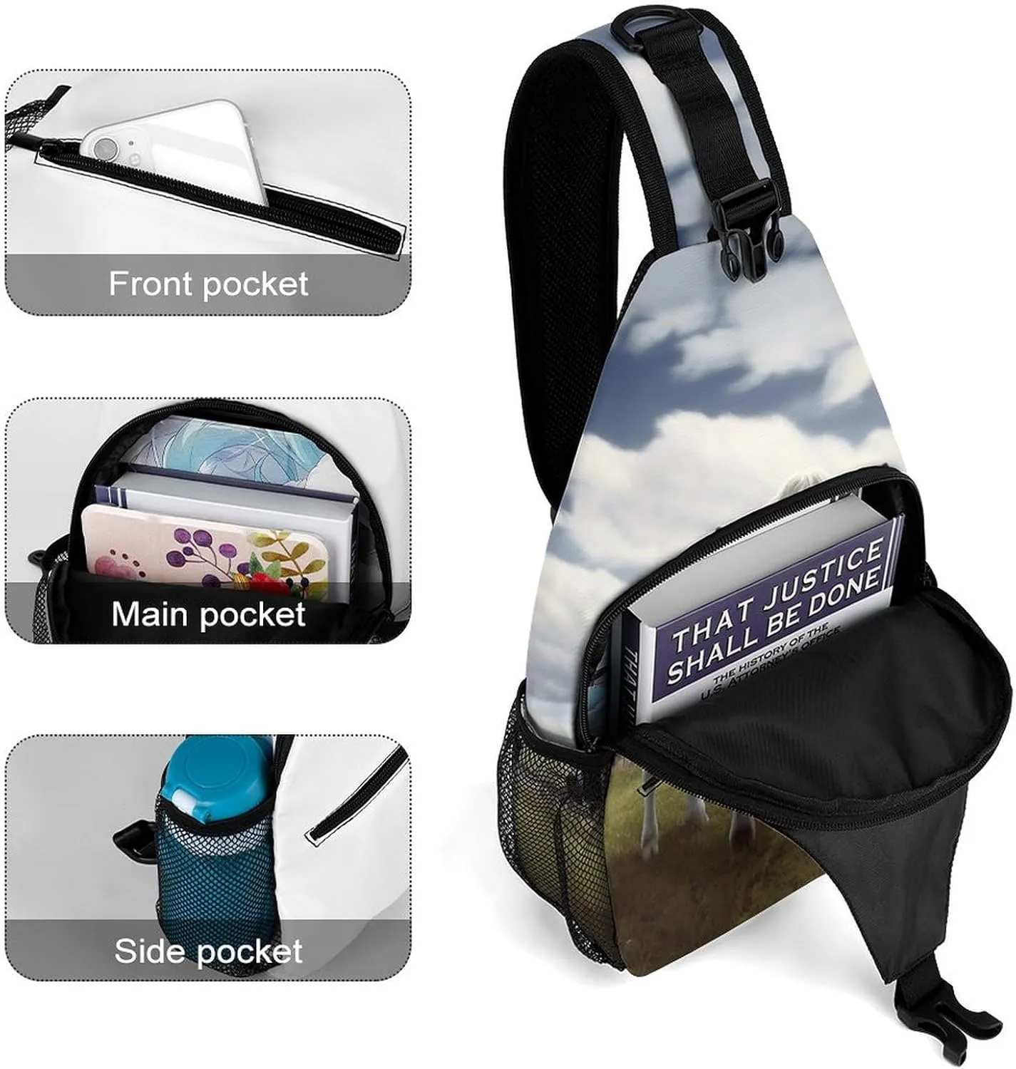 Crossbody Bag for Women Men Chest Bag Flying Dragon Sling Bag Crossbody Shoulder Bag Sling Backpack