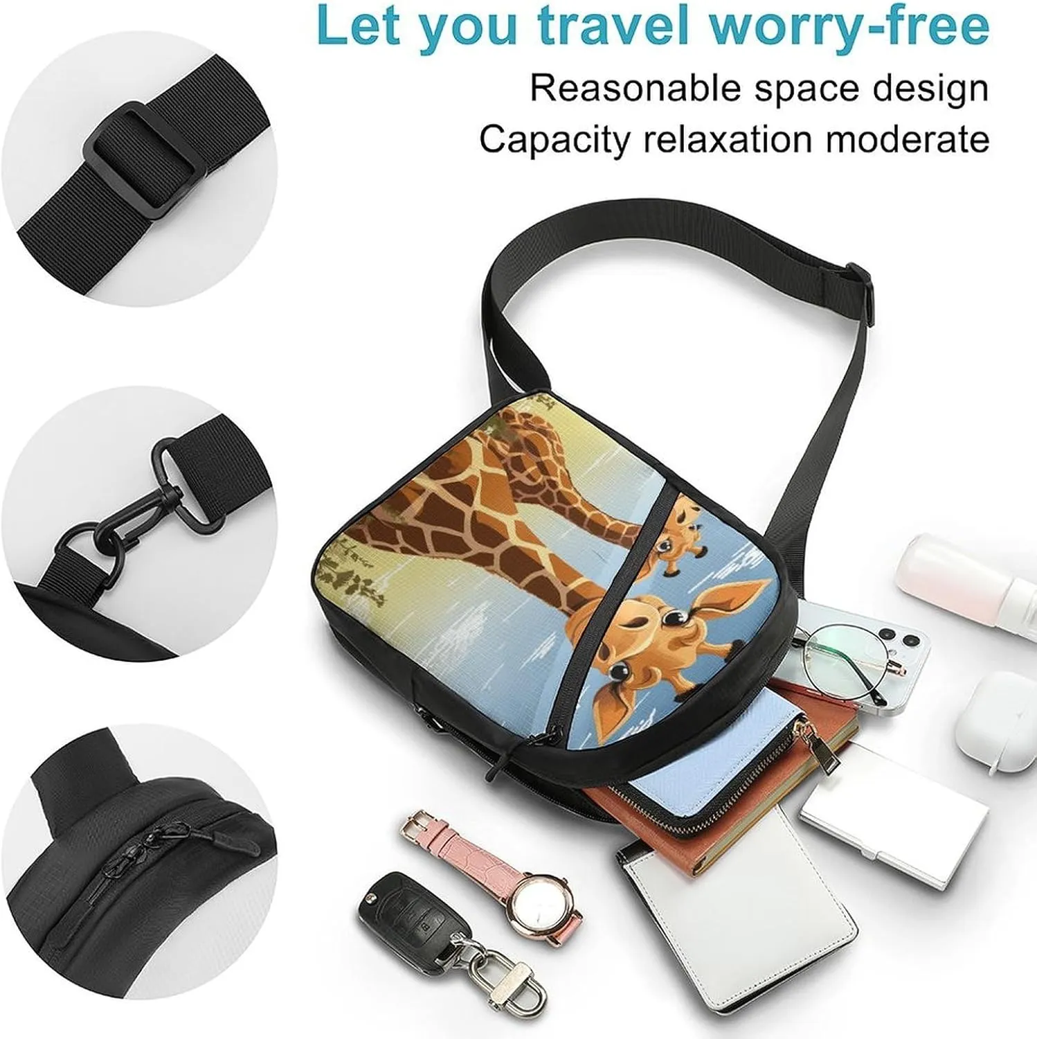 Crossbody Bag for Women Men Chest Bag Glowing Zebra Sling Bag Crossbody Shoulder Bag Sling Backpack