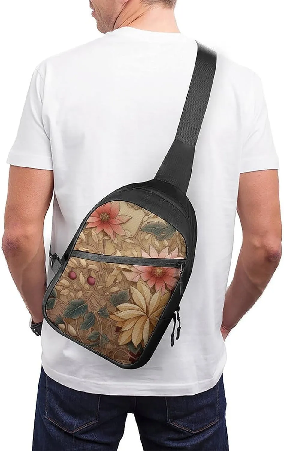 Crossbody Bag for Women Men Chest Bag Green Decorative Pattern Sling Bag Crossbody Shoulder Bag Sling Backpack