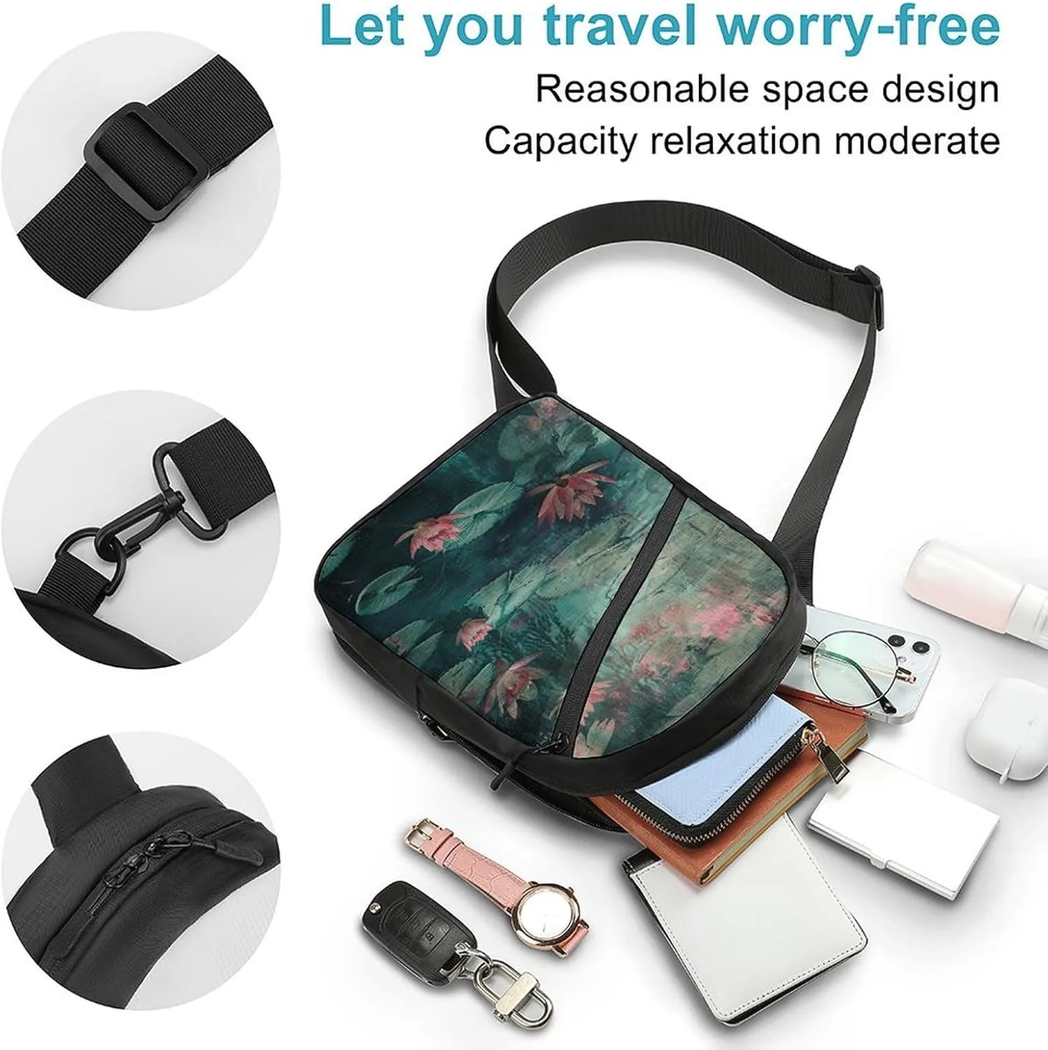Crossbody Bag for Women Men Chest Bag Pictures with Daisies Sling Bag Crossbody Shoulder Bag Sling Backpack