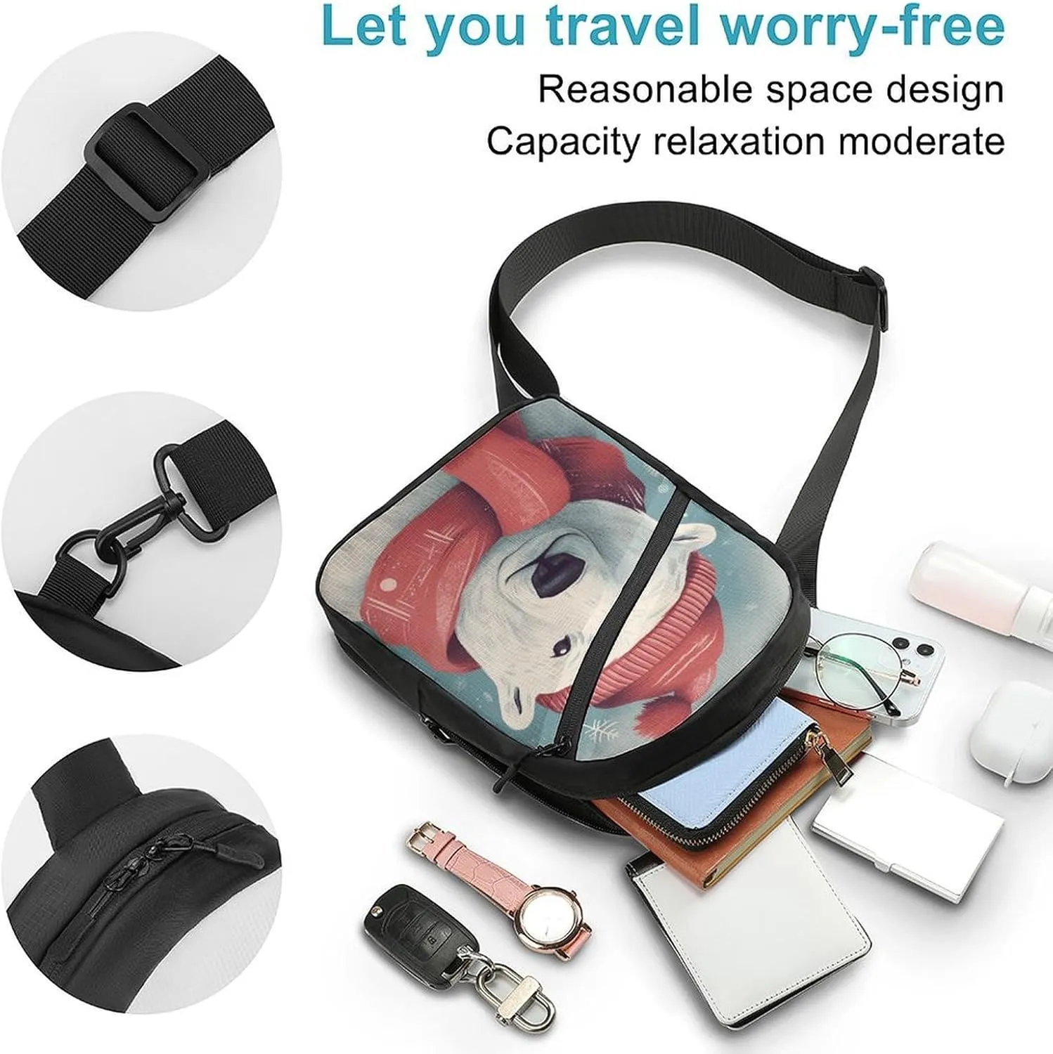 Crossbody Bag for Women Men Chest Bag Pictures with Daisies Sling Bag Crossbody Shoulder Bag Sling Backpack