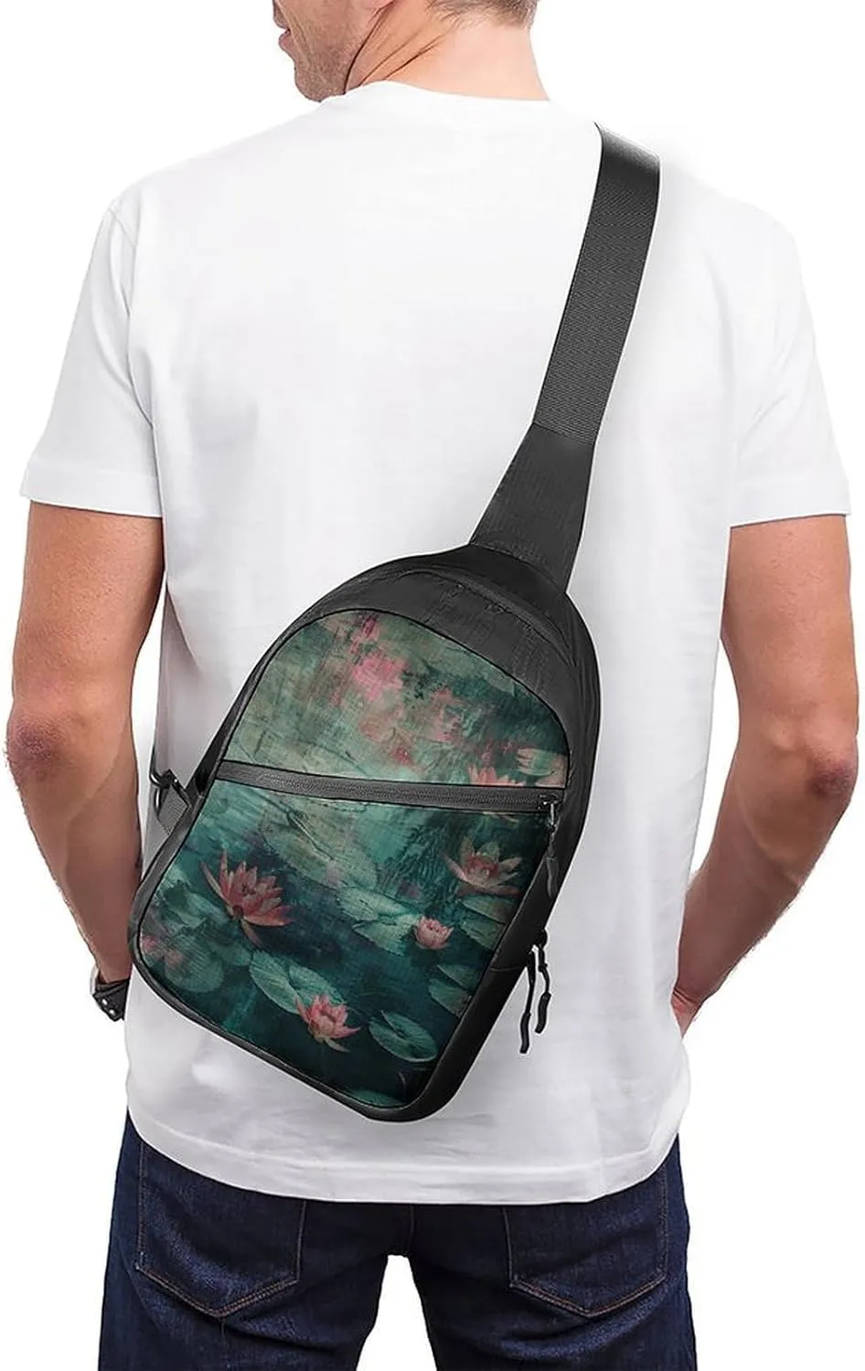 Crossbody Bag for Women Men Chest Bag Pictures with Daisies Sling Bag Crossbody Shoulder Bag Sling Backpack