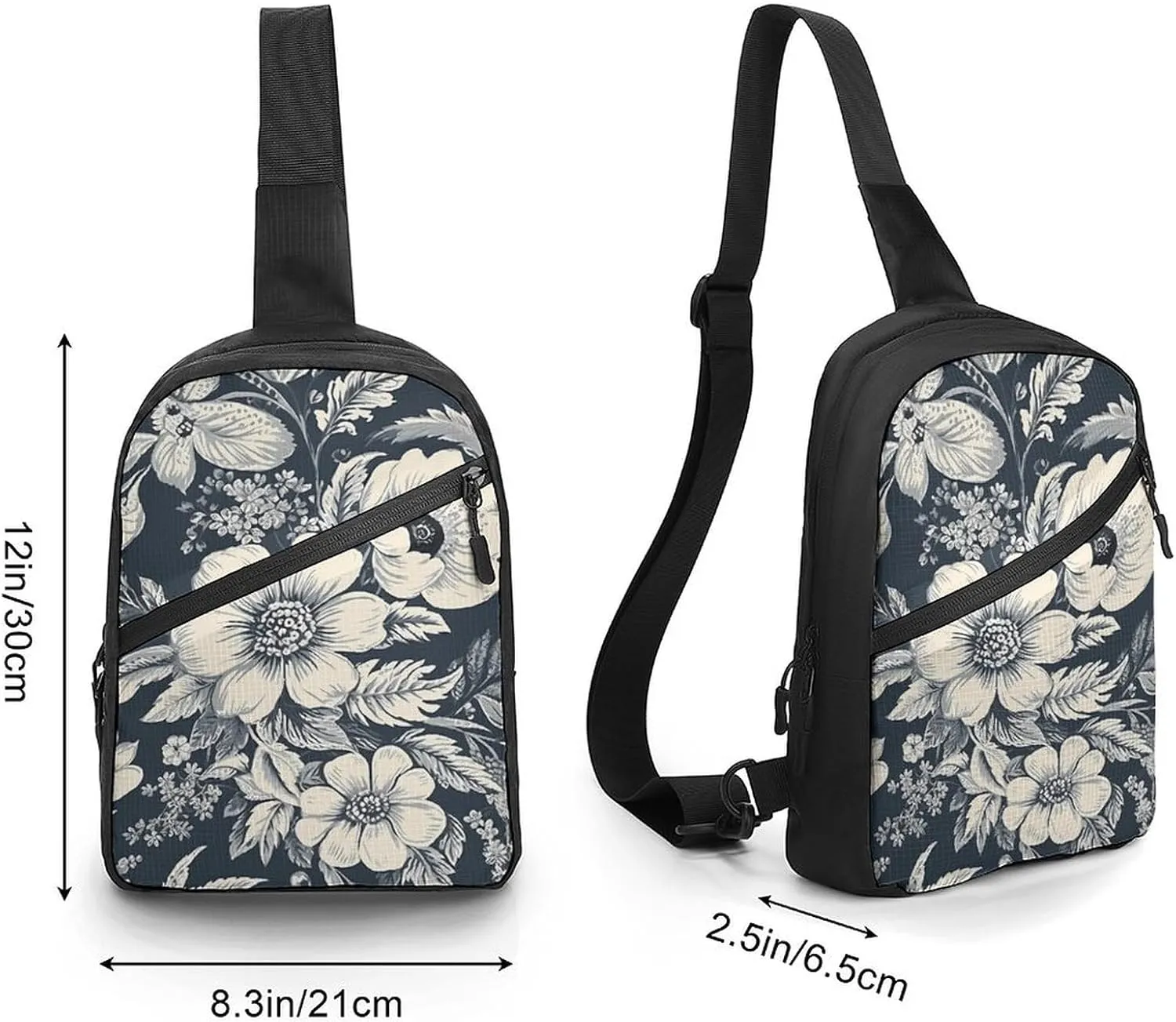 Crossbody Bag for Women Men Chest Bag Pictures with Daisies Sling Bag Crossbody Shoulder Bag Sling Backpack