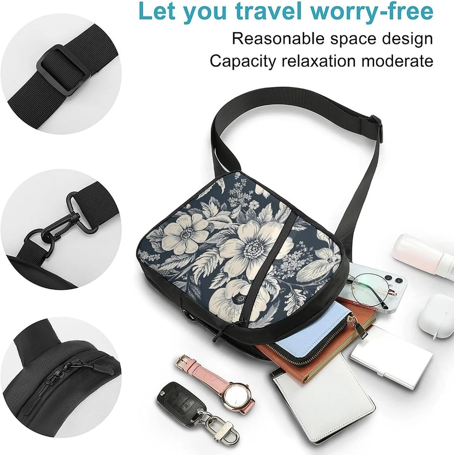 Crossbody Bag for Women Men Chest Bag Pictures with Daisies Sling Bag Crossbody Shoulder Bag Sling Backpack