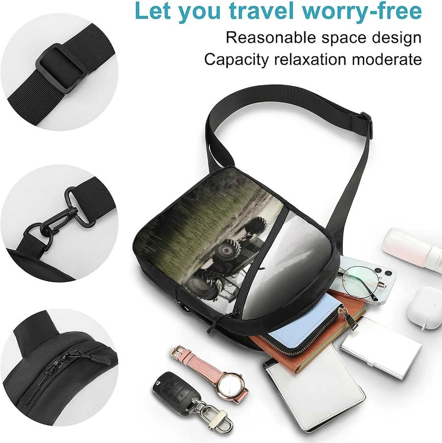 Crossbody Bag for Women Men Chest Bag Rose Sling Bag Crossbody Shoulder Bag Sling Backpack