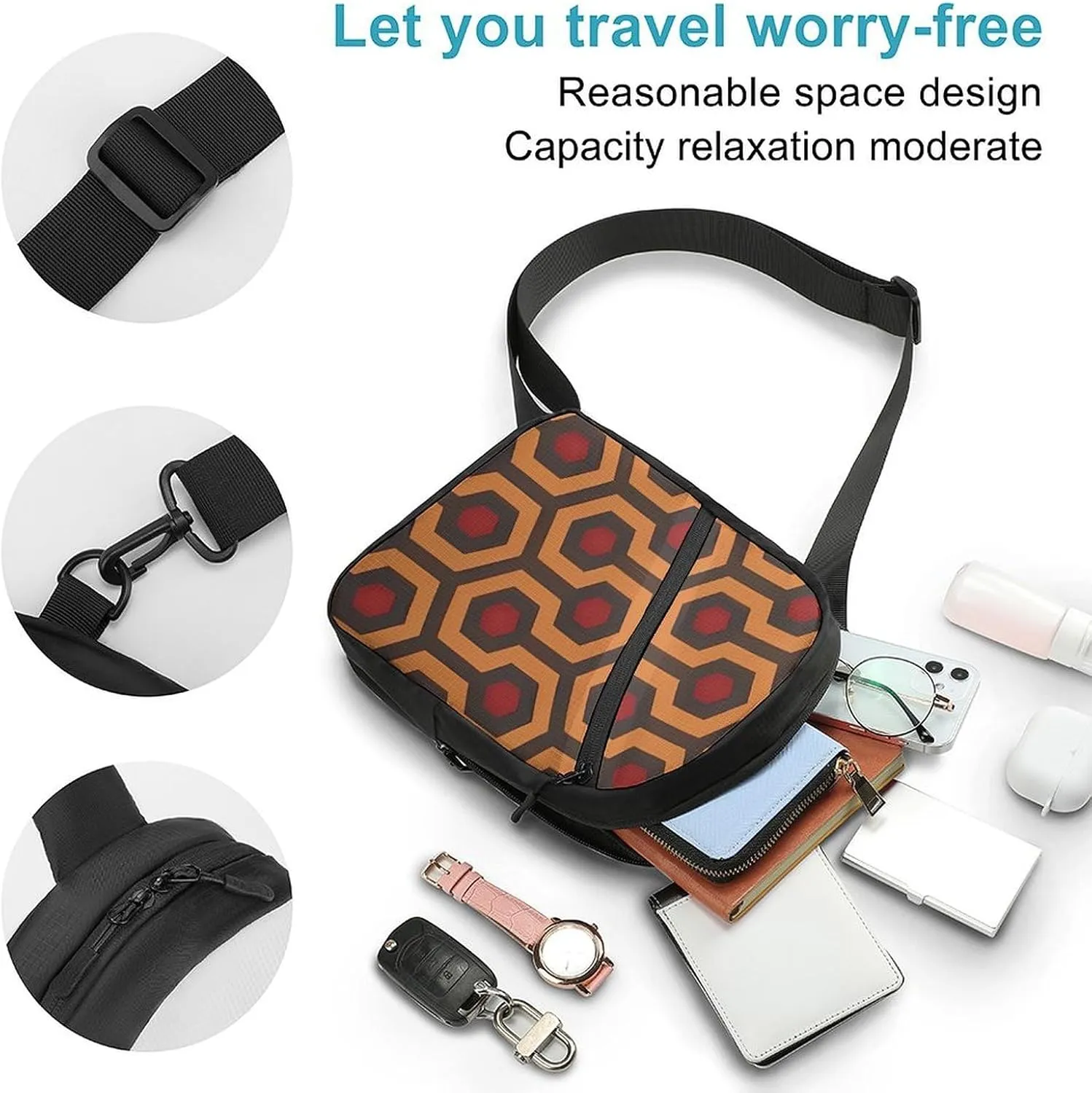 Crossbody Bag for Women Men Chest Bag Rose Sling Bag Crossbody Shoulder Bag Sling Backpack