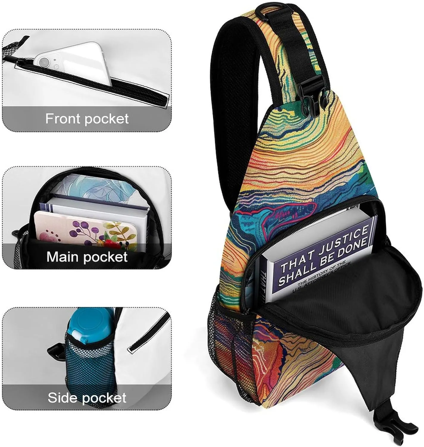 Crossbody Bag for Women Men Chest Bag Small Hound Pattern Sling Bag Crossbody Shoulder Bag Sling Backpack