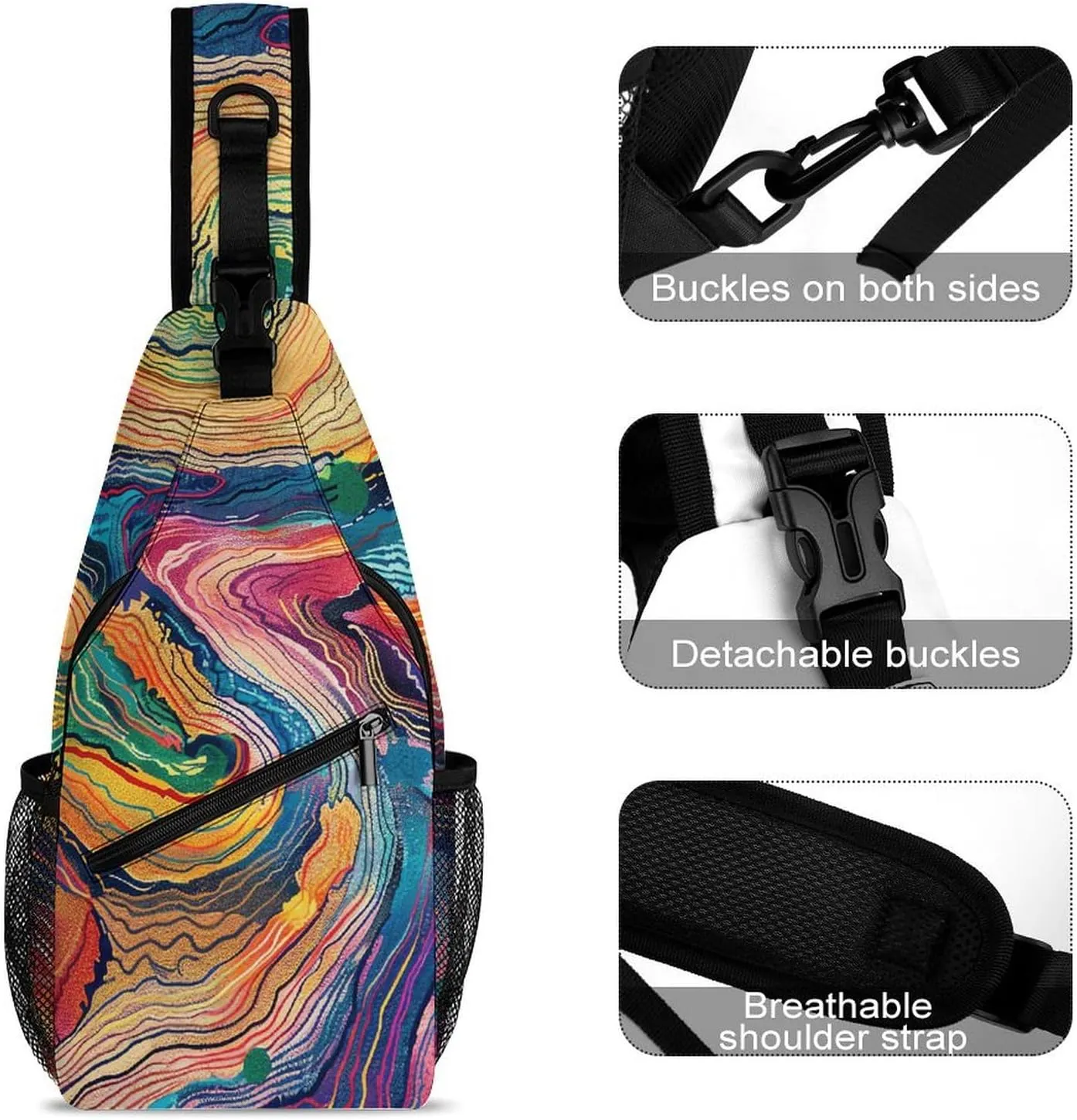 Crossbody Bag for Women Men Chest Bag Small Hound Pattern Sling Bag Crossbody Shoulder Bag Sling Backpack