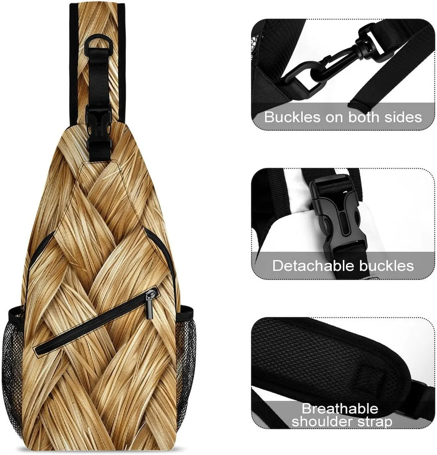 Crossbody Bag for Women Men Chest Bag White And Light Peach Sling Bag Crossbody Shoulder Bag Sling Backpack