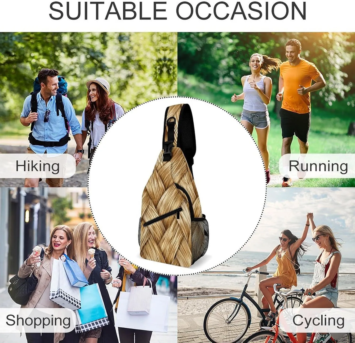 Crossbody Bag for Women Men Chest Bag White And Light Peach Sling Bag Crossbody Shoulder Bag Sling Backpack