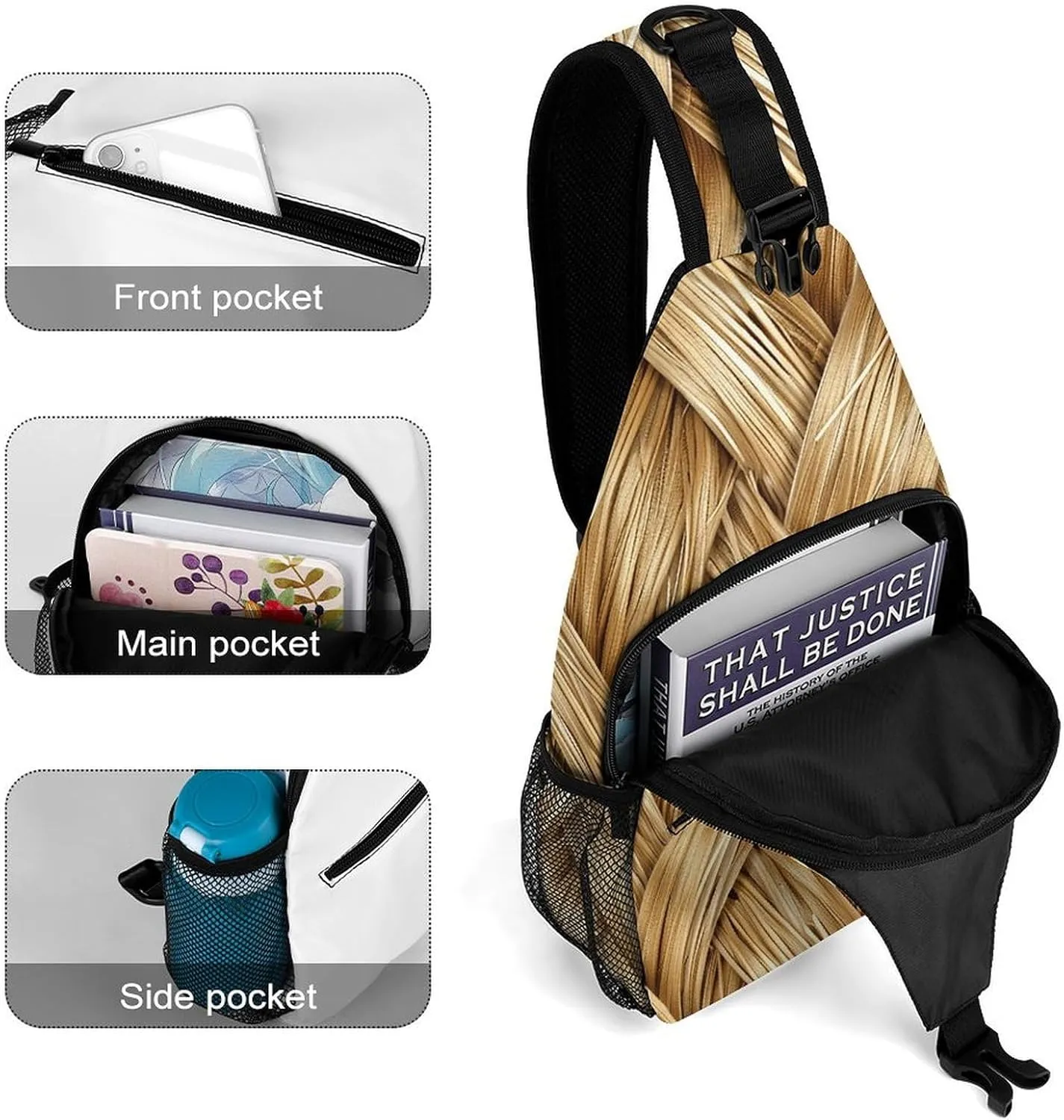 Crossbody Bag for Women Men Chest Bag White And Light Peach Sling Bag Crossbody Shoulder Bag Sling Backpack