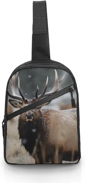 Crossbody Bag for Women Men Chest Bag Wild Deer Sling Bag Crossbody Shoulder Bag Sling Backpack