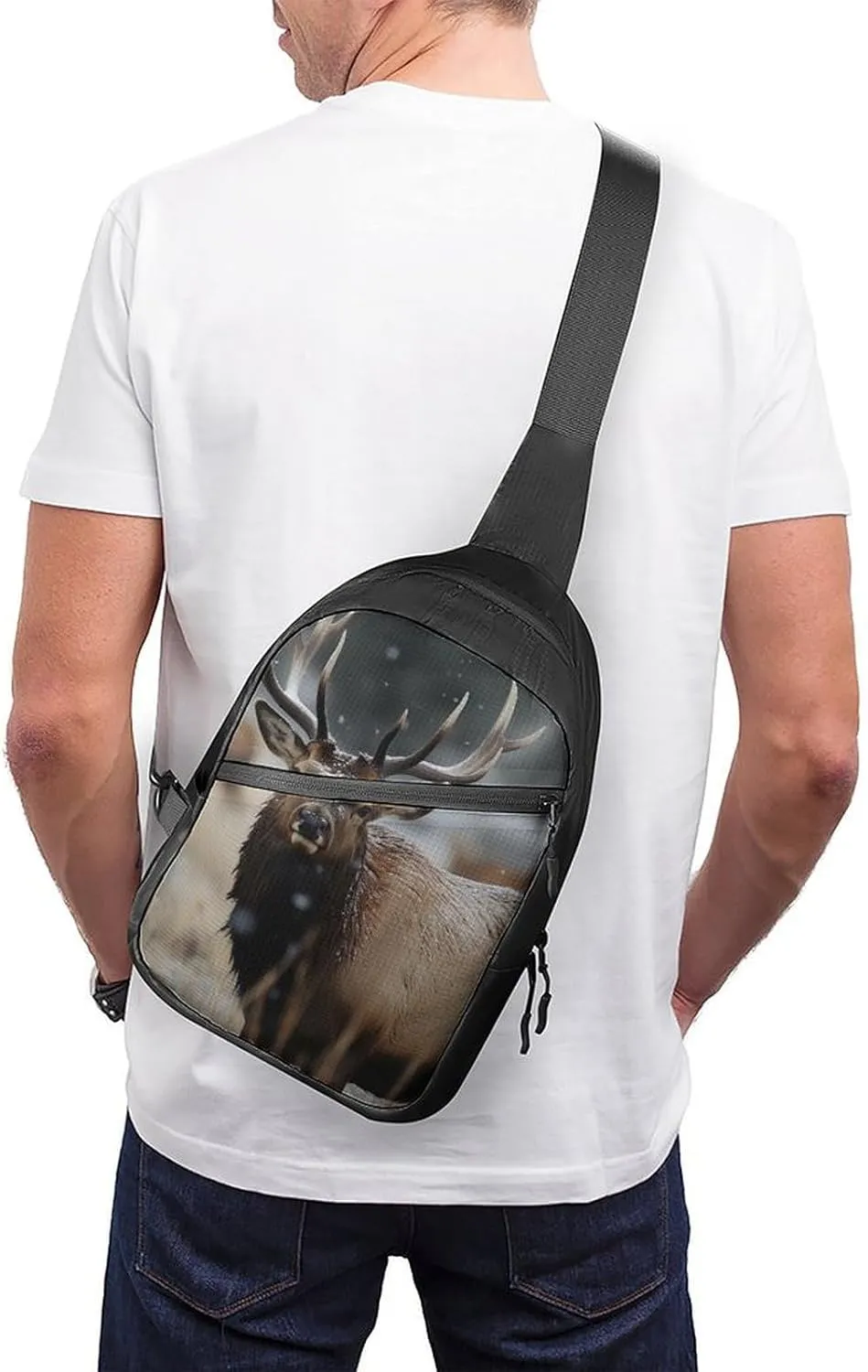 Crossbody Bag for Women Men Chest Bag Wild Deer Sling Bag Crossbody Shoulder Bag Sling Backpack