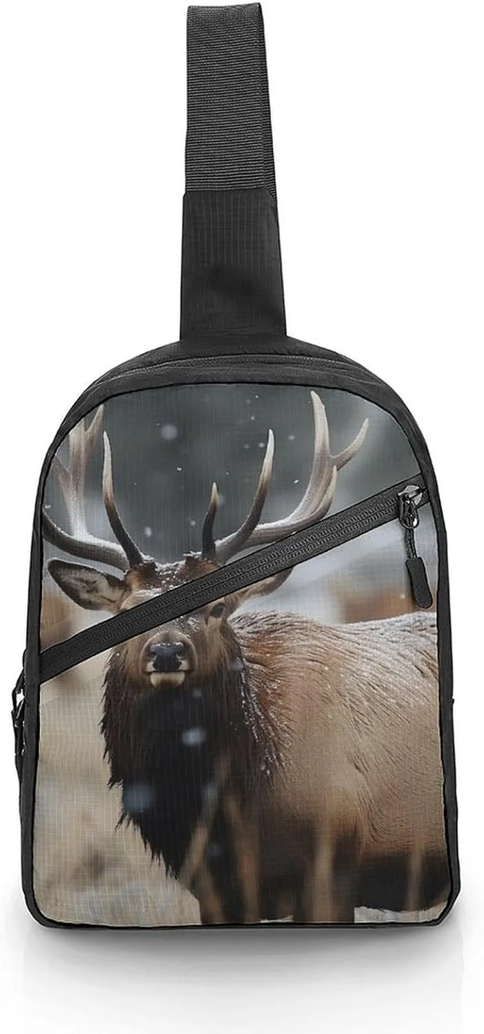 Crossbody Bag for Women Men Chest Bag Wild Deer Sling Bag Crossbody Shoulder Bag Sling Backpack