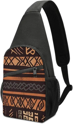 Crossbody Bag for Women Men Sling Bag African Mud Cloth Tribal Chest Bag Crossbody Adjustable Shoulder Bag