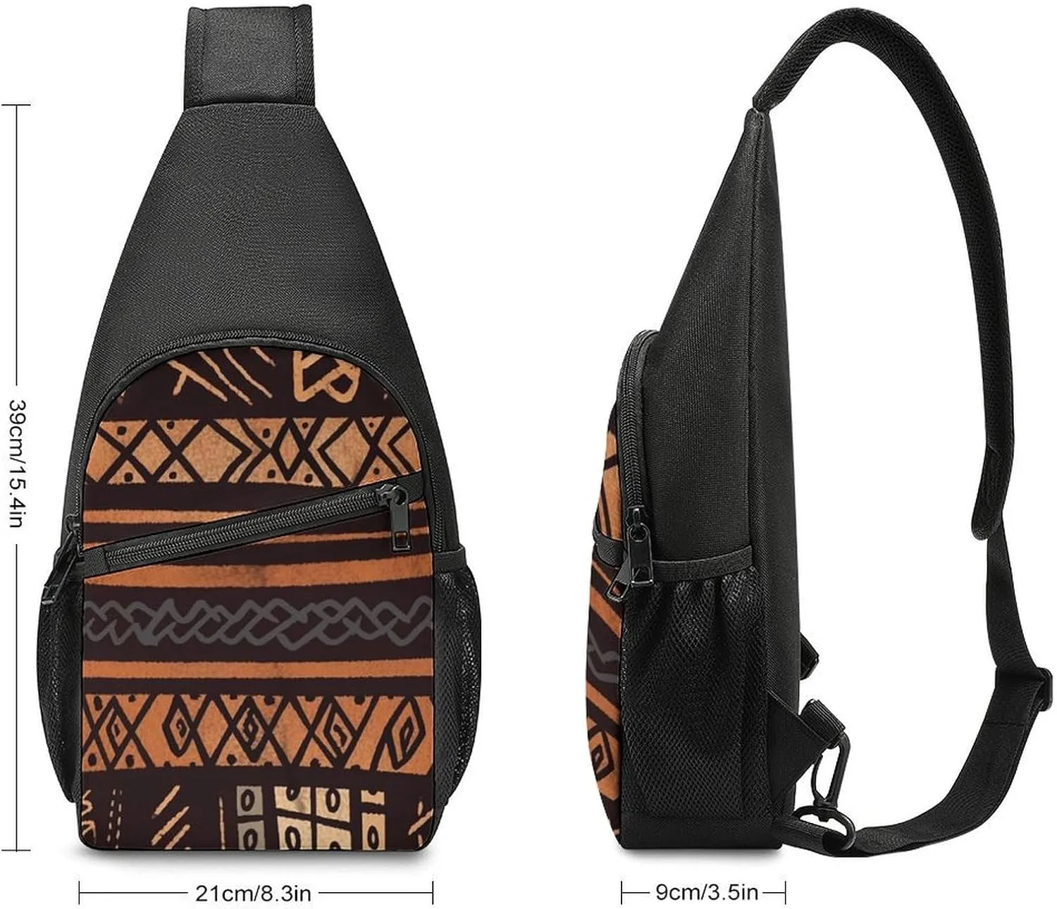 Crossbody Bag for Women Men Sling Bag African Mud Cloth Tribal Chest Bag Crossbody Adjustable Shoulder Bag