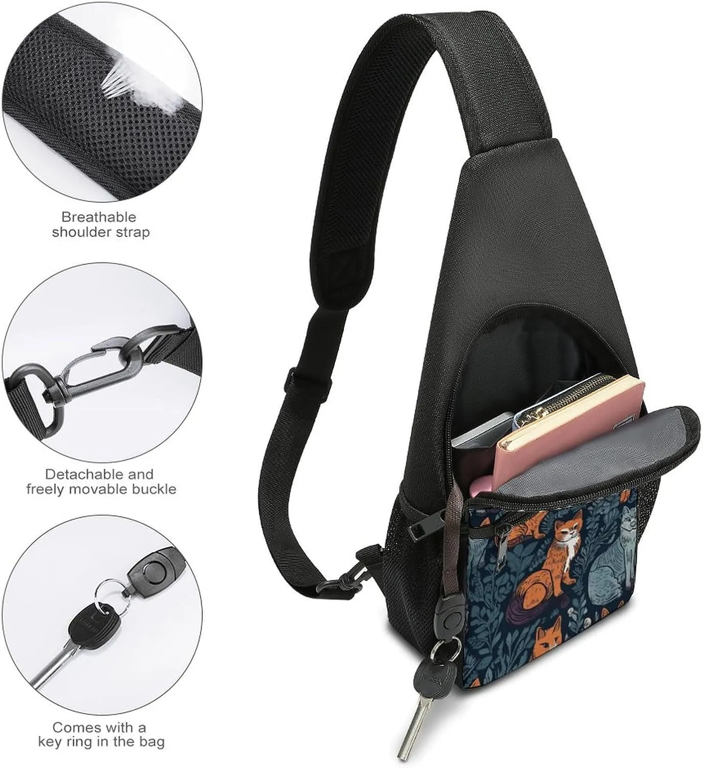 Crossbody Bag for Women Men Sling Bag Cartoon Santa Claus Chest Bag Crossbody Adjustable Shoulder Bag