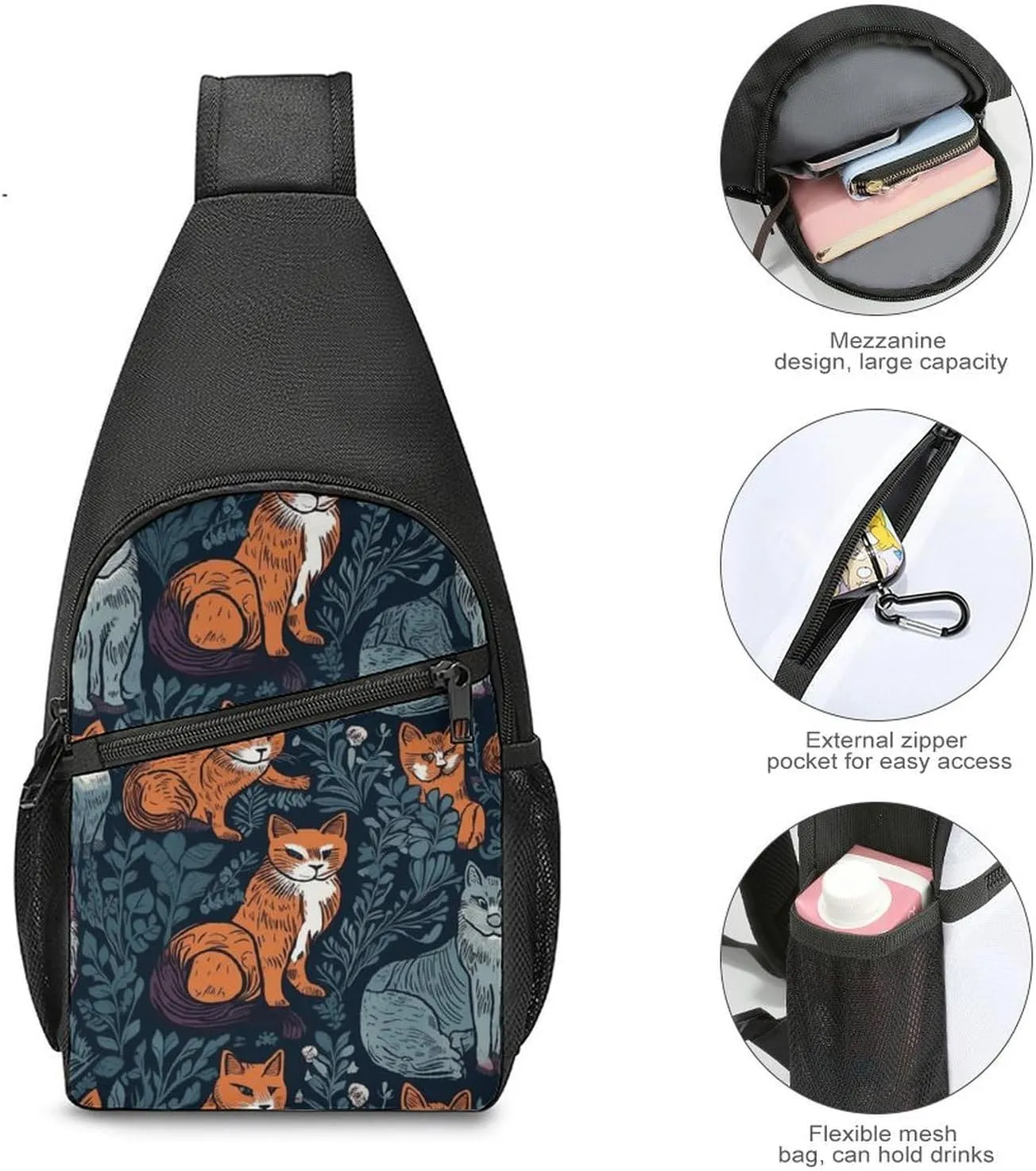 Crossbody Bag for Women Men Sling Bag Cartoon Santa Claus Chest Bag Crossbody Adjustable Shoulder Bag