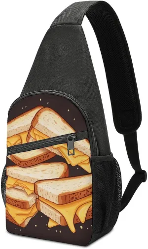 Crossbody Bag for Women Men Sling Bag Cheese Sandwiches Chest Bag Crossbody Adjustable Shoulder Bag