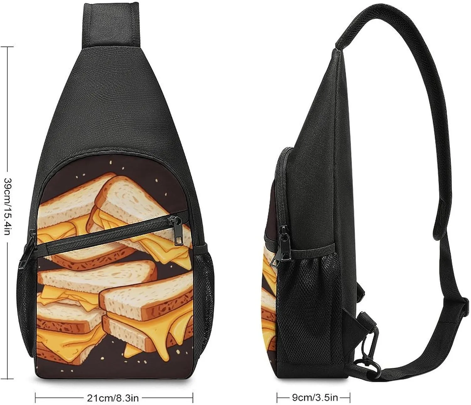 Crossbody Bag for Women Men Sling Bag Cheese Sandwiches Chest Bag Crossbody Adjustable Shoulder Bag