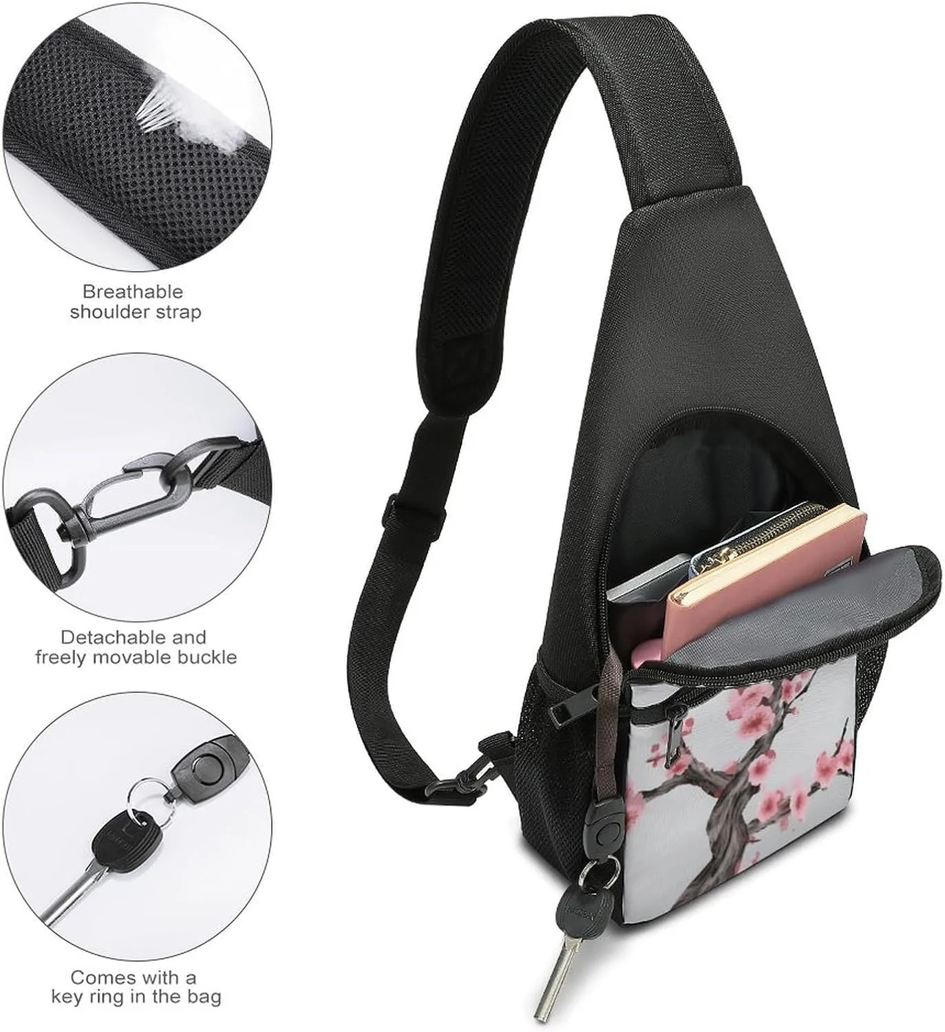 Crossbody Bag for Women Men Sling Bag Cheese Sandwiches Chest Bag Crossbody Adjustable Shoulder Bag