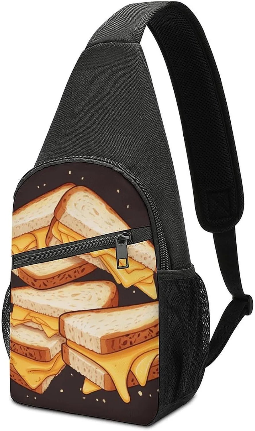 Crossbody Bag for Women Men Sling Bag Cheese Sandwiches Chest Bag Crossbody Adjustable Shoulder Bag