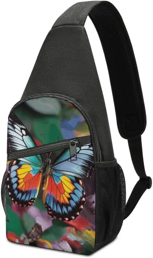 Crossbody Bag for Women Men Sling Bag Colorful Buttons Chest Bag Crossbody Adjustable Shoulder Bag