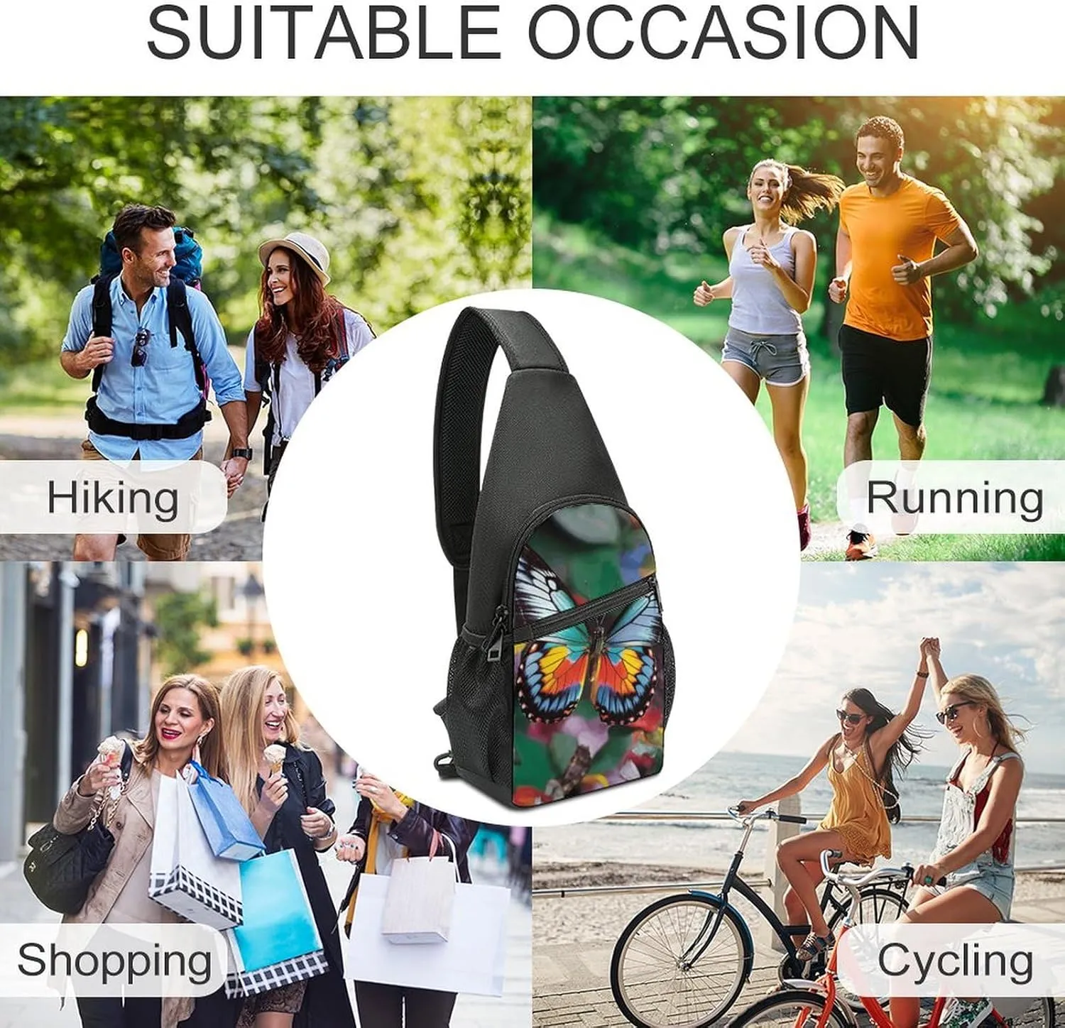 Crossbody Bag for Women Men Sling Bag Colorful Buttons Chest Bag Crossbody Adjustable Shoulder Bag