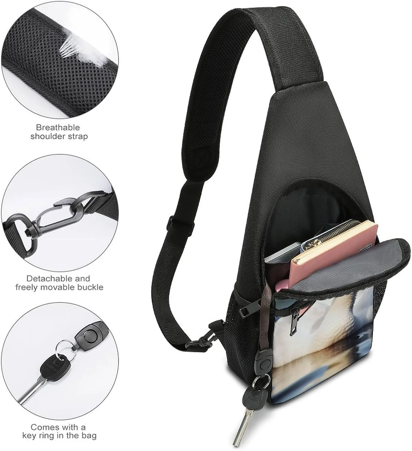 Crossbody Bag for Women Men Sling Bag Frog In A Pond Chest Bag Crossbody Adjustable Shoulder Bag