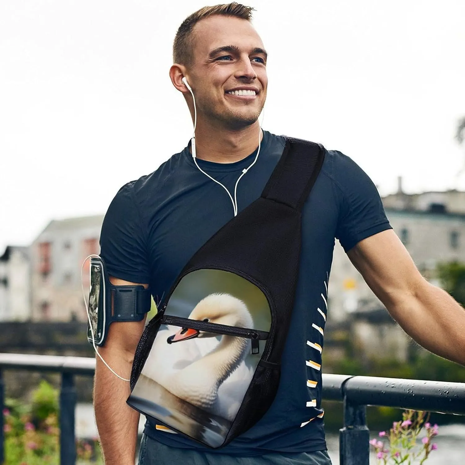 Crossbody Bag for Women Men Sling Bag Frog In A Pond Chest Bag Crossbody Adjustable Shoulder Bag