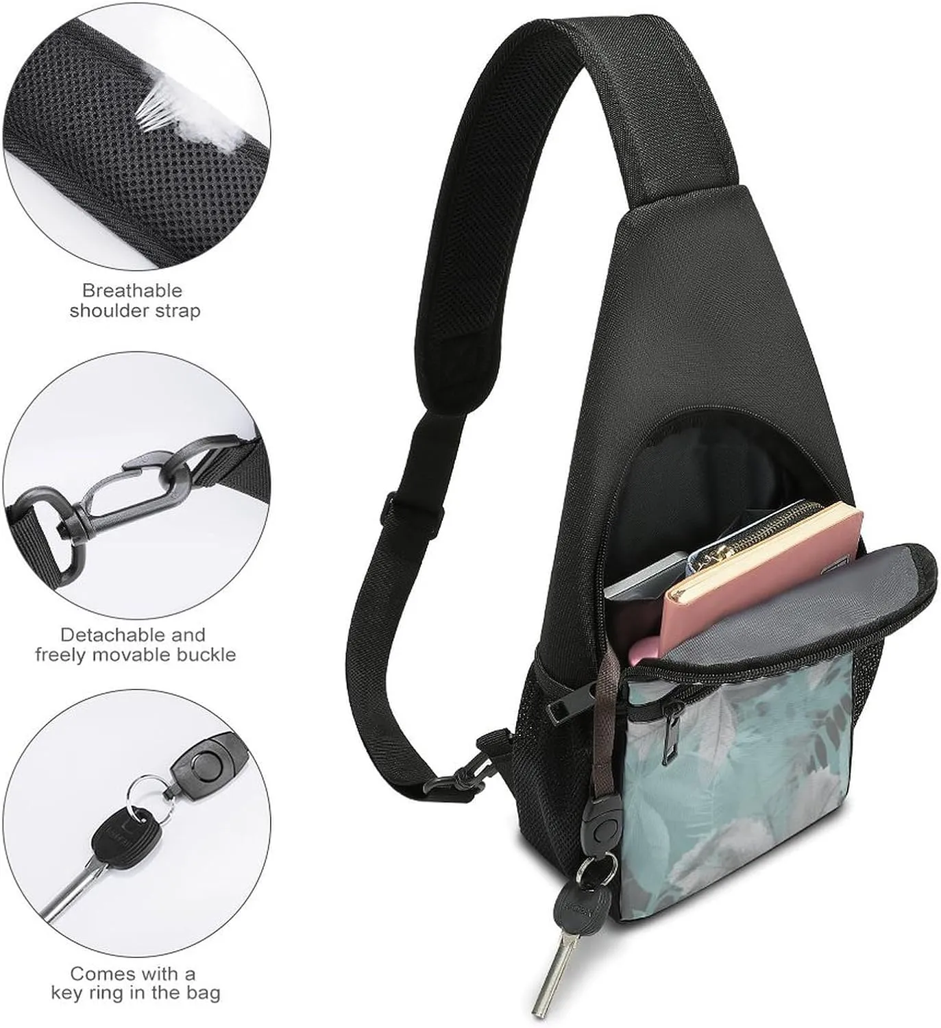 Crossbody Bag for Women Men Sling Bag Modern Dragonfly Chest Bag Crossbody Adjustable Shoulder Bag