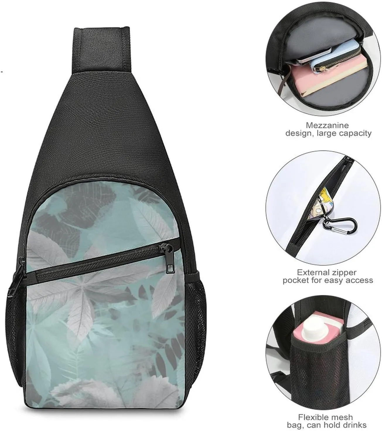 Crossbody Bag for Women Men Sling Bag Modern Dragonfly Chest Bag Crossbody Adjustable Shoulder Bag
