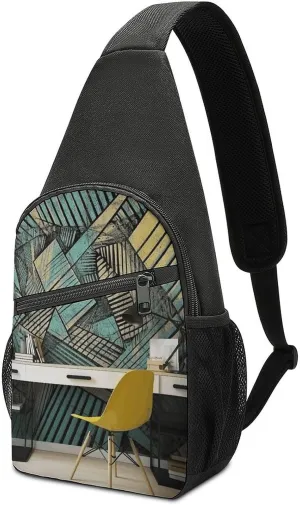 Crossbody Bag for Women Men Sling Bag Small Hound Pattern Chest Bag Crossbody Adjustable Shoulder Bag